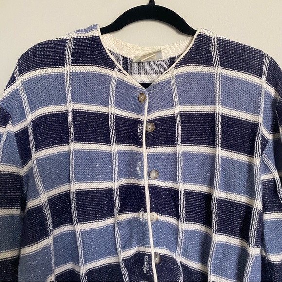 Vintage Best United Garment Company Window Pane Patterned Cardigan Cotton Size L - Picture 2 of 9